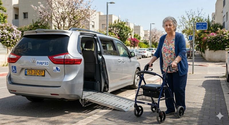 אישה עם הליכון ליד רכב מונגש משרד עו״ד אימבר גולן פרטוש