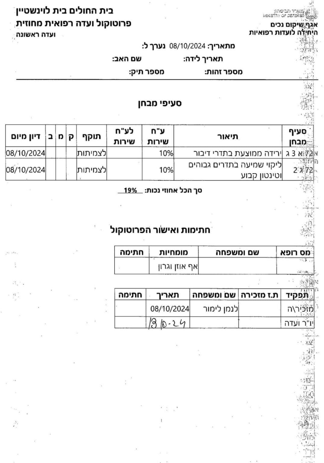 פסק דין טינטון וירידה בשמיעה משרד עו"ד אימבר גולן פרטוש